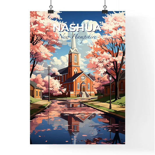Nashua, New Hampshire, A Poster of a church with a steeple and trees in front of it Default Title