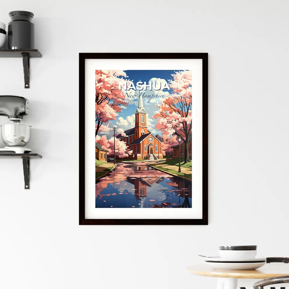 Nashua, New Hampshire, A Poster of a church with a steeple and trees in front of it Default Title