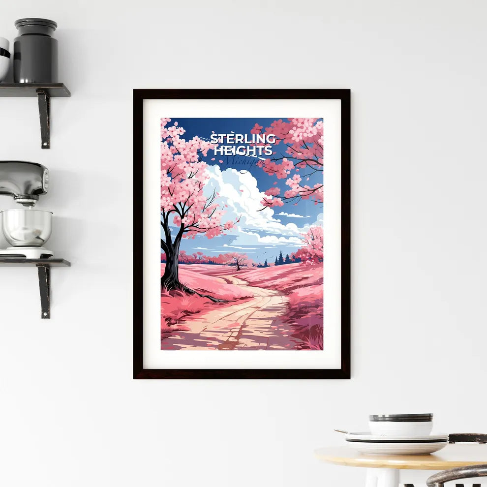 Sterling Heights, Michigan, A Poster of a pink landscape with trees and a path Default Title