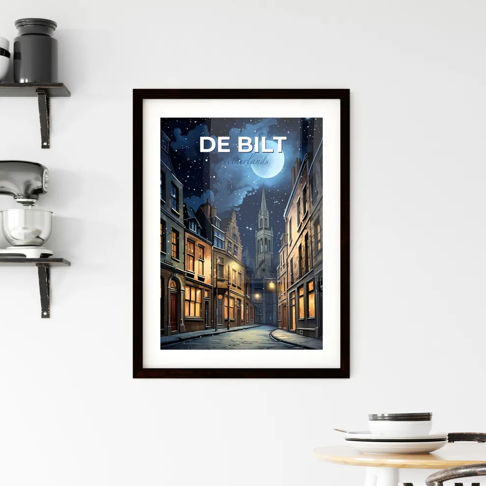 De Bilt, Netherlands, A Poster of a street with buildings and a moon in the sky Default Title