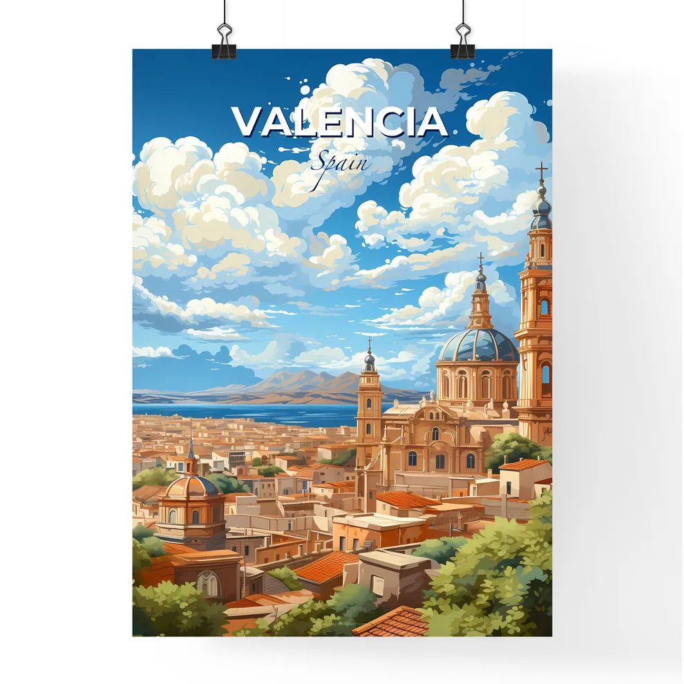 Valencia, Spain, A Poster of a city with a large building and a body of water Default Title