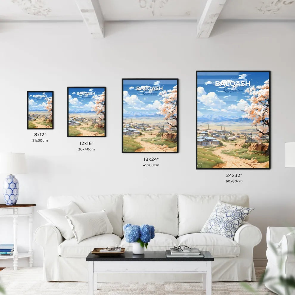 Balqash, Kazakhstan, A Poster of a landscape of a village with a tree and a road Default Title