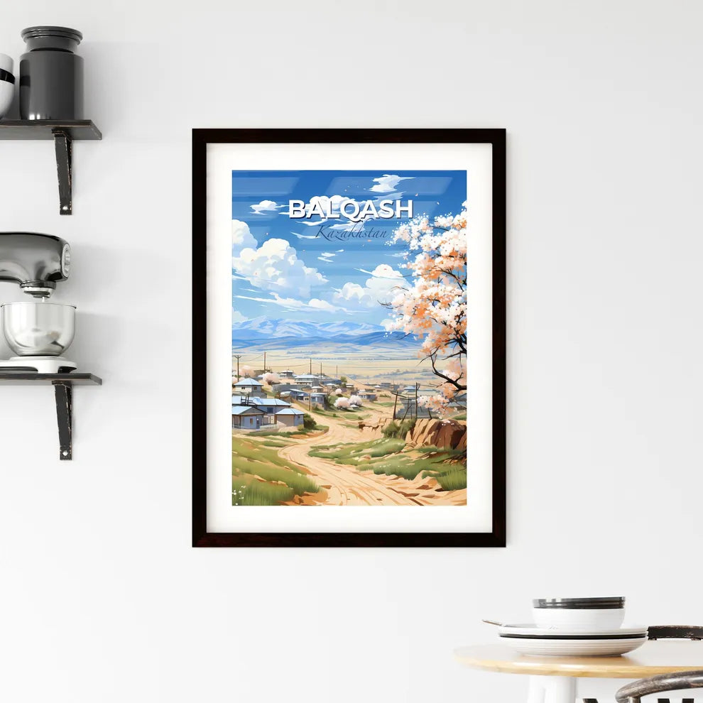 Balqash, Kazakhstan, A Poster of a landscape of a village with a tree and a road Default Title