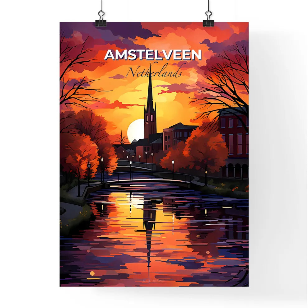 Amstelveen, Netherlands, A Poster of a sunset over a river Default Title
