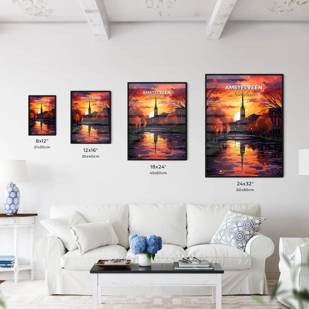Amstelveen, Netherlands, A Poster of a sunset over a river Default Title