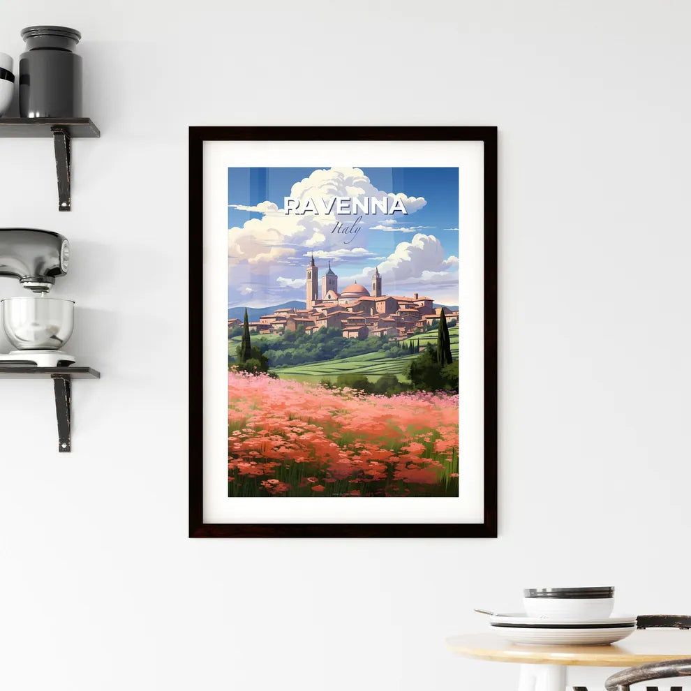 Ravenna, Italy, A Poster of a landscape with a town and flowers Default Title