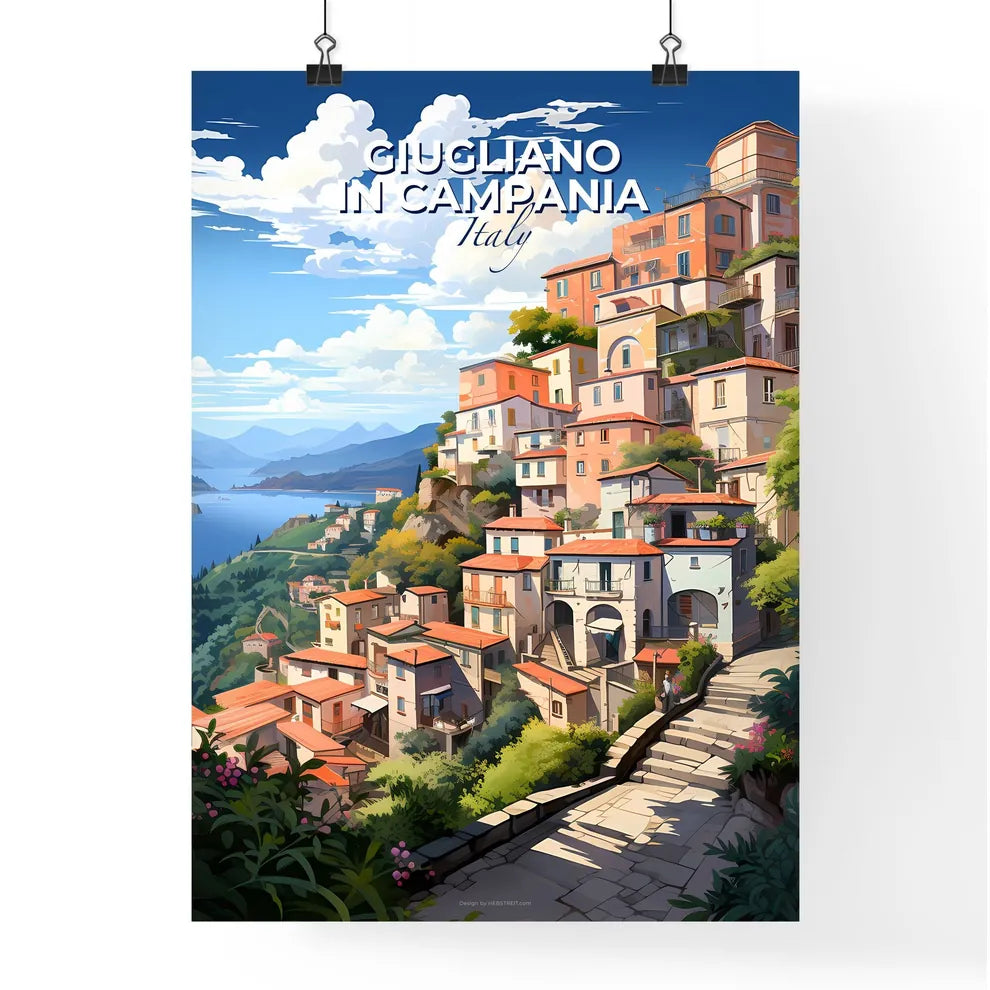 Giugliano In Campania, Italy, A Poster of a city on a hill Default Title