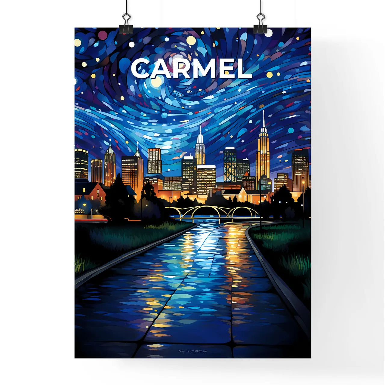 Carmel, Indiana, A Poster of a city with a starry sky Default Title
