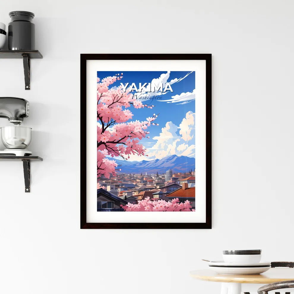Yakima, Washington, A Poster of a pink tree with flowers in front of a city Default Title