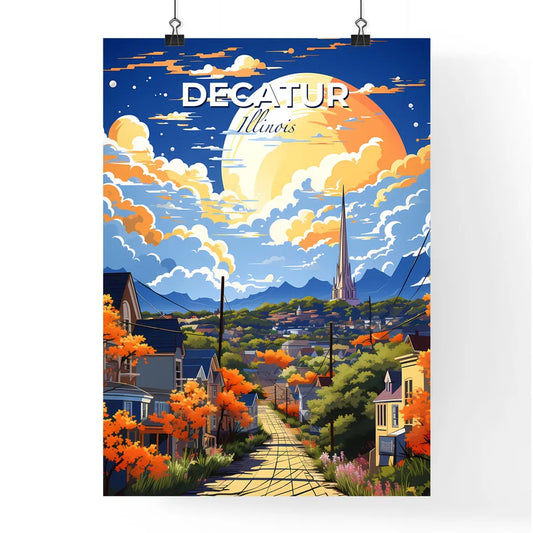 Decatur, Illinois, A Poster of a street with trees and buildings in the background Default Title