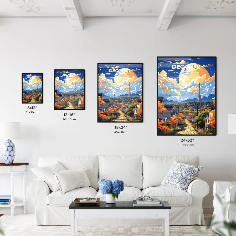 Decatur, Illinois, A Poster of a street with trees and buildings in the background Default Title