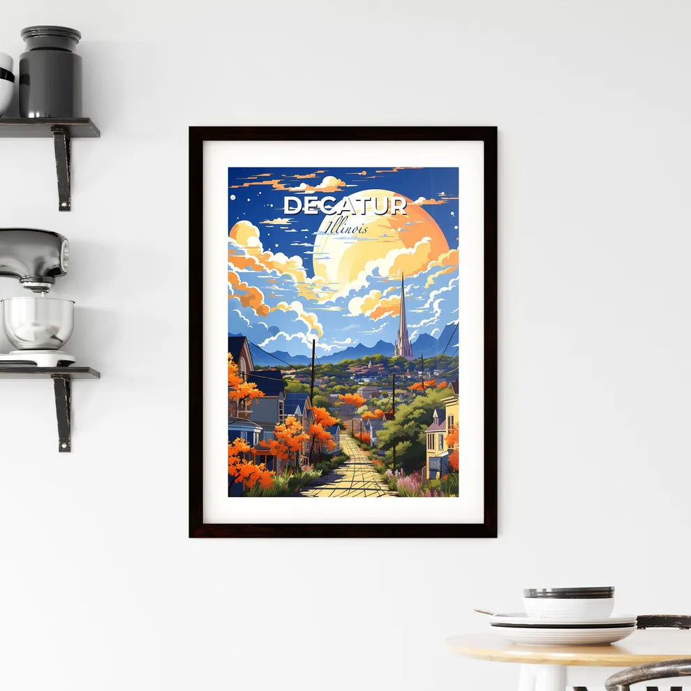 Decatur, Illinois, A Poster of a street with trees and buildings in the background Default Title