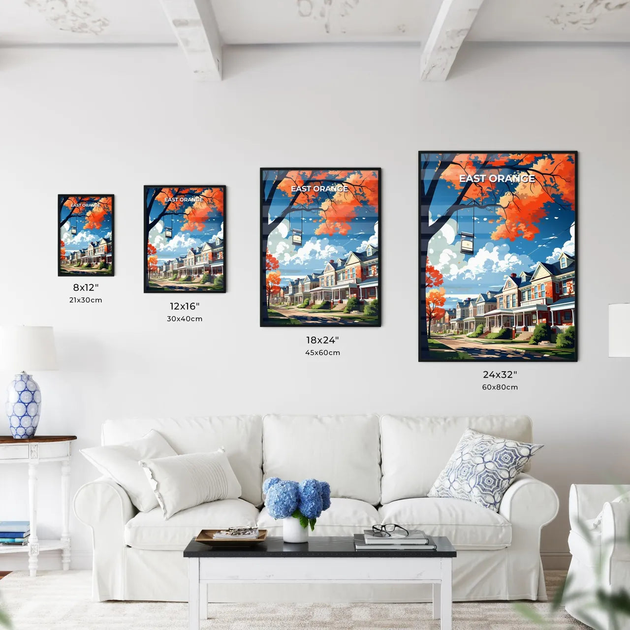 East Orange, New Jersey, A Poster of a row of houses with a sign Default Title