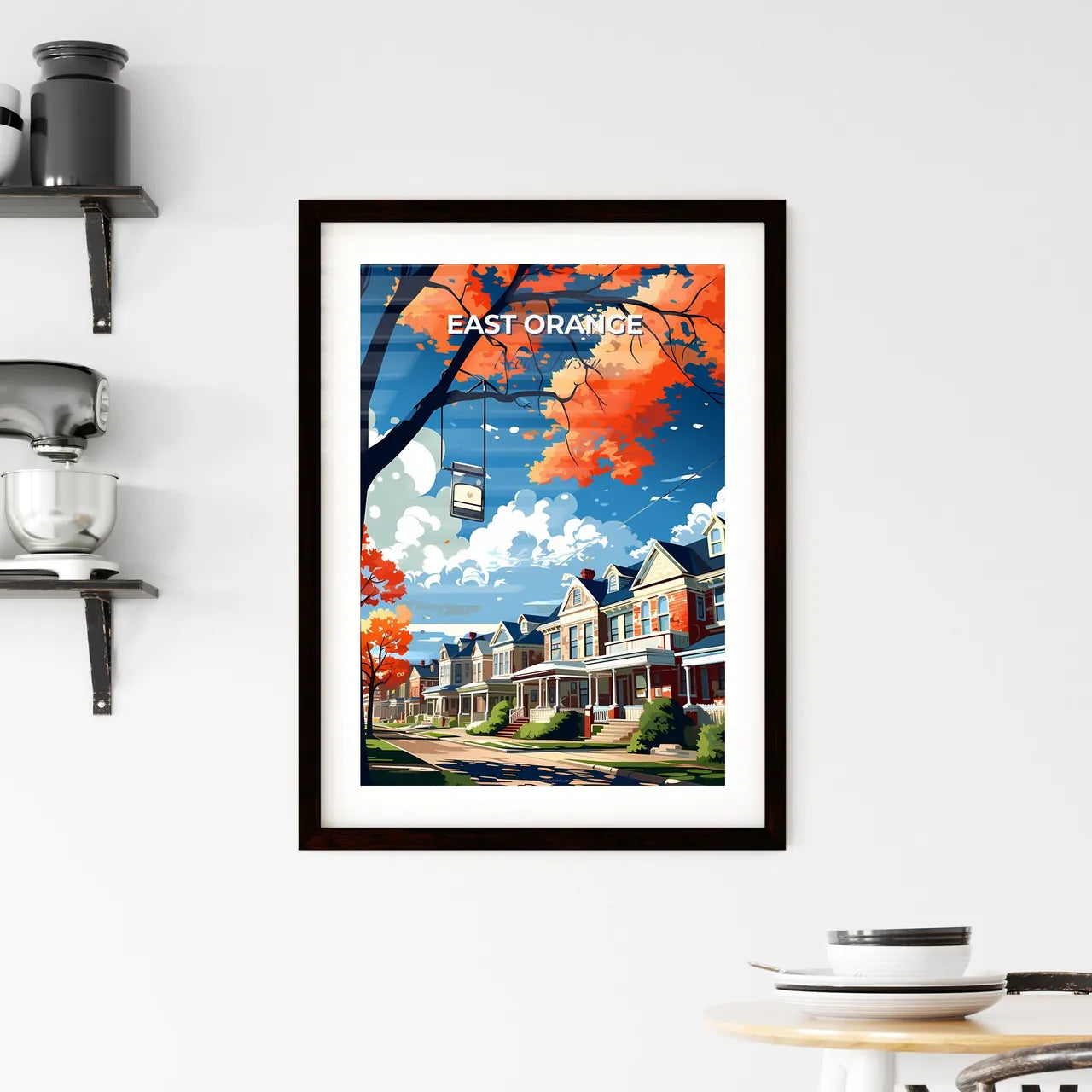 East Orange, New Jersey, A Poster of a row of houses with a sign Default Title