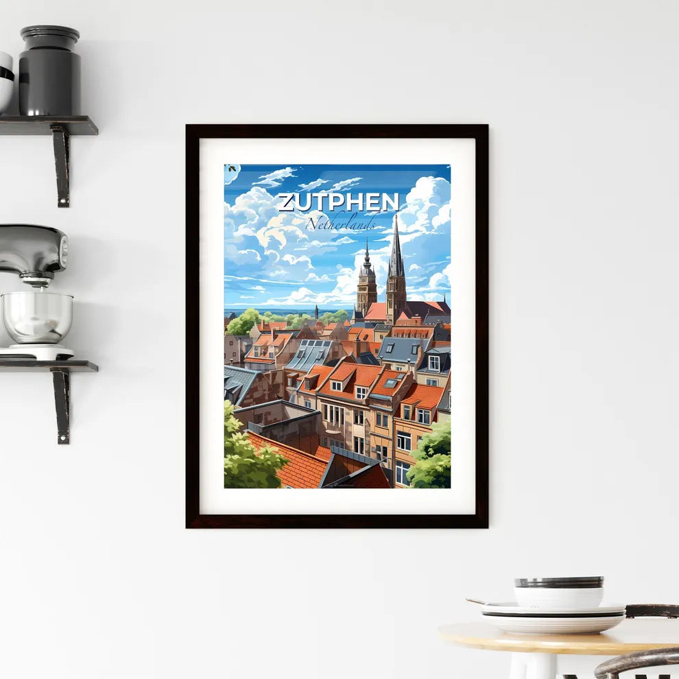 Zutphen, Netherlands, A Poster of a city with a church and trees Default Title