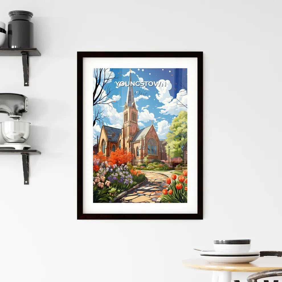 Youngstown, Ohio, A Poster of a church with a garden and flowers Default Title