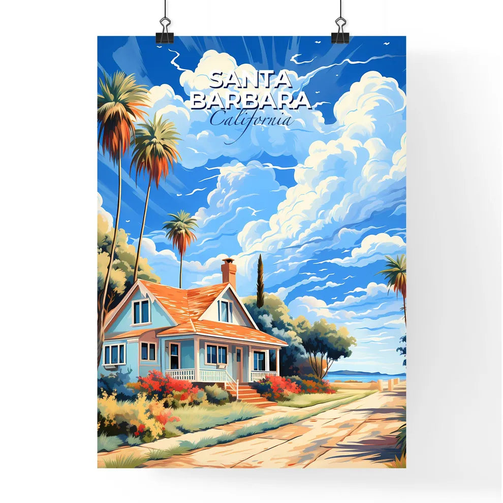 Santa Barbara, California, A Poster of a house with palm trees and a road Default Title