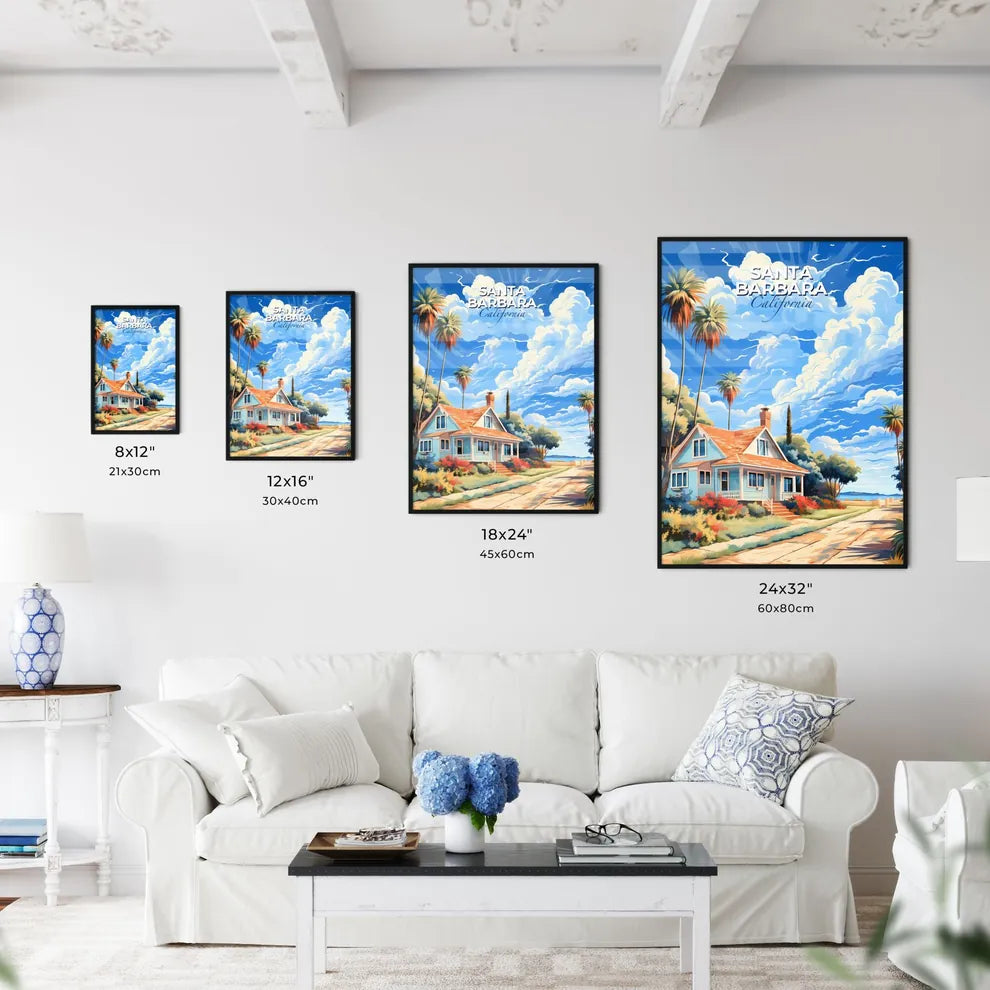 Santa Barbara, California, A Poster of a house with palm trees and a road Default Title