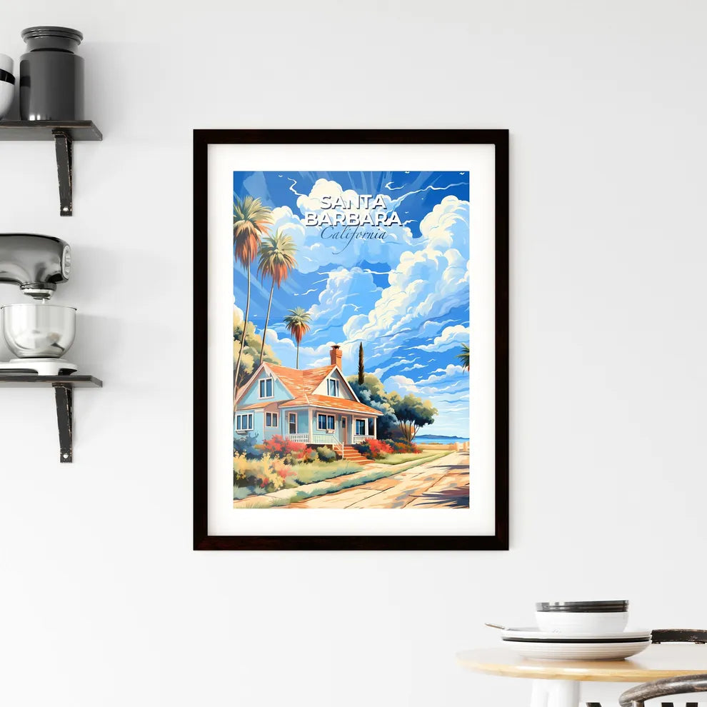 Santa Barbara, California, A Poster of a house with palm trees and a road Default Title