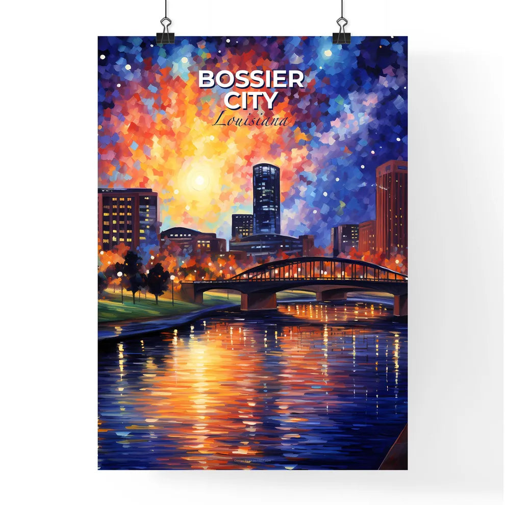 Bossier City, Louisiana, A Poster of a bridge over a river with a city in the background Default Title