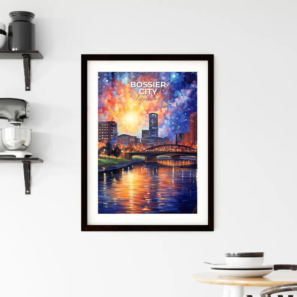Bossier City, Louisiana, A Poster of a bridge over a river with a city in the background Default Title