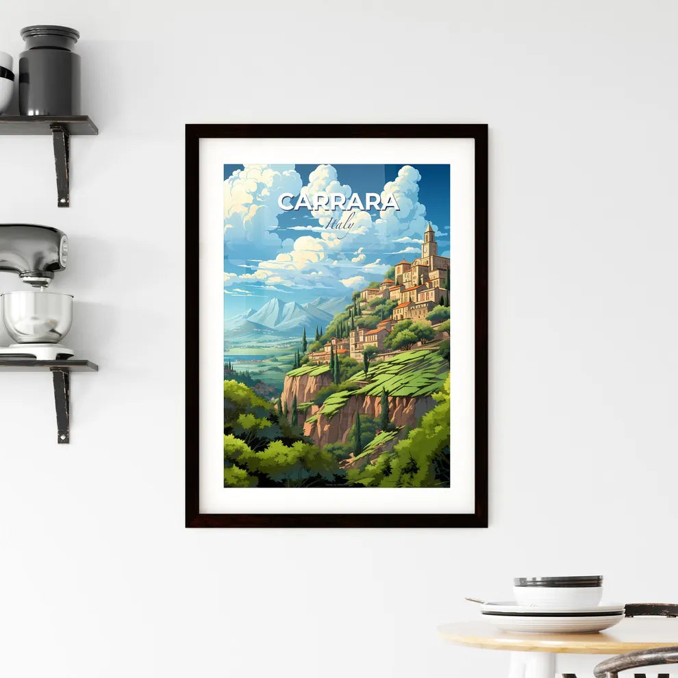 Carrara, Italy, A Poster of a landscape of a town on a hill Default Title