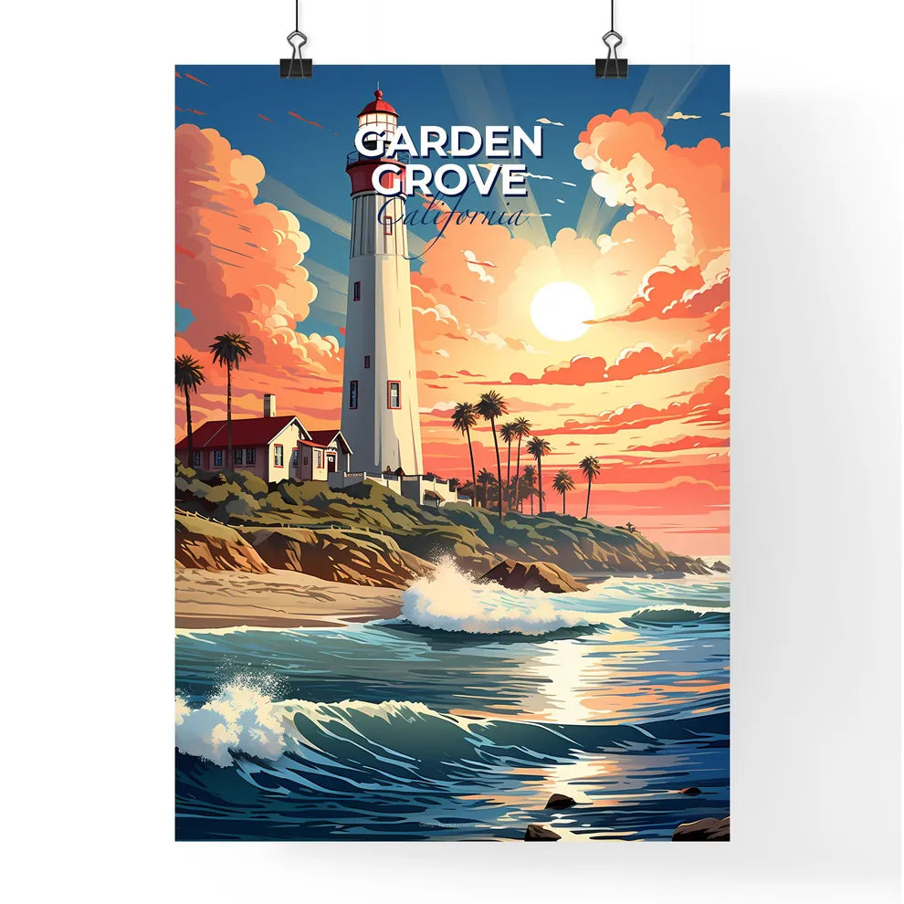 Garden Grove, California, A Poster of a lighthouse on a beach Default Title