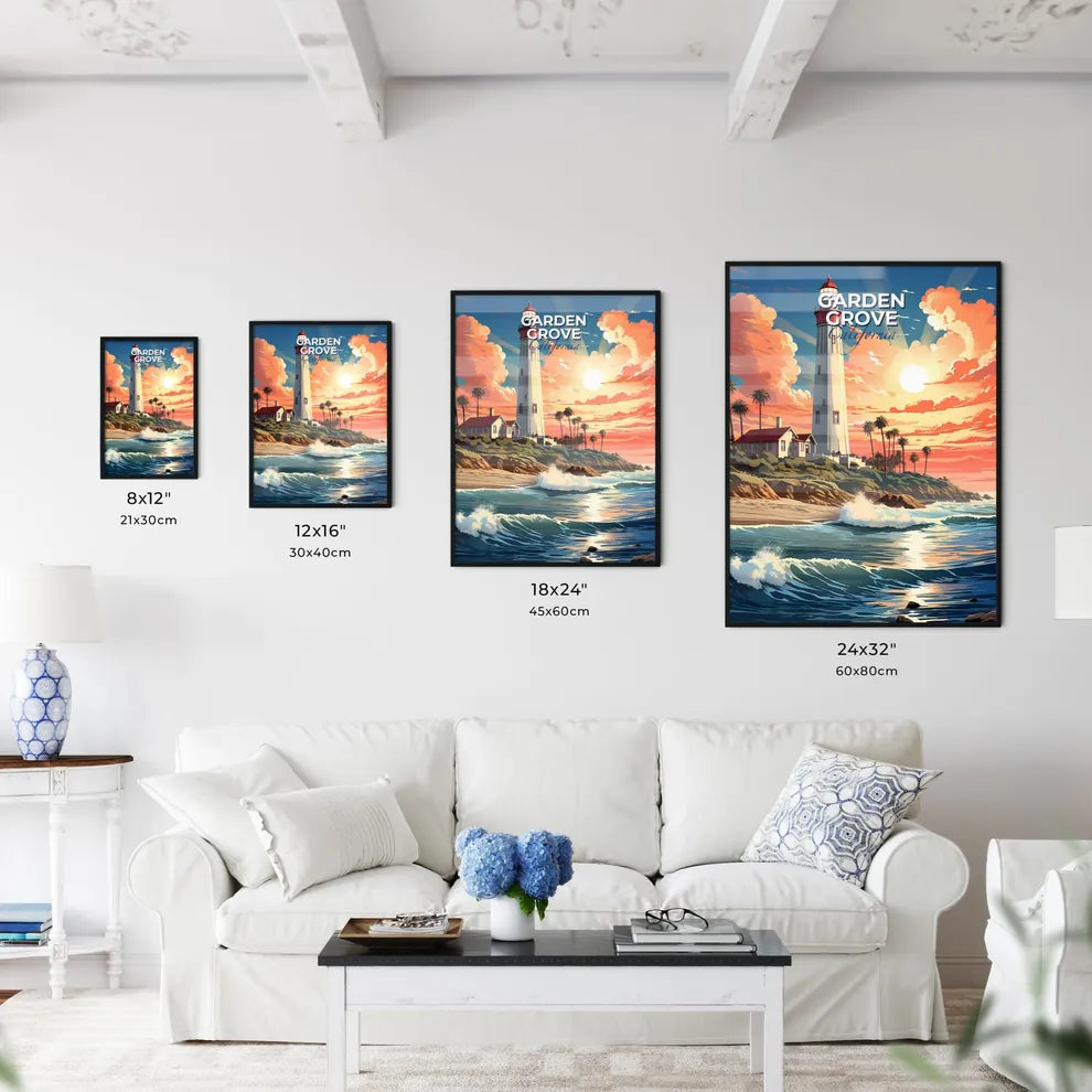 Garden Grove, California, A Poster of a lighthouse on a beach Default Title