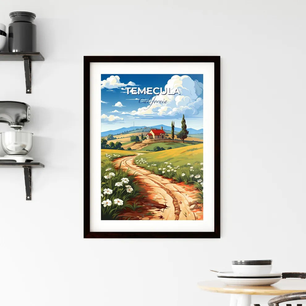 Temecula, California, A Poster of a dirt road through a field with flowers and a house Default Title