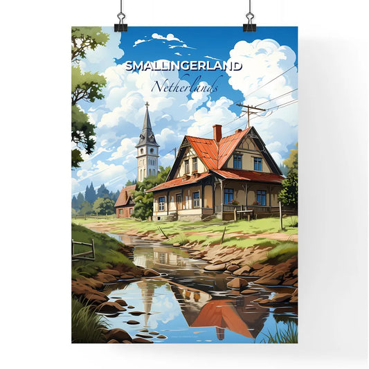 Smallingerland, Netherlands, A Poster of a house next to a river Default Title
