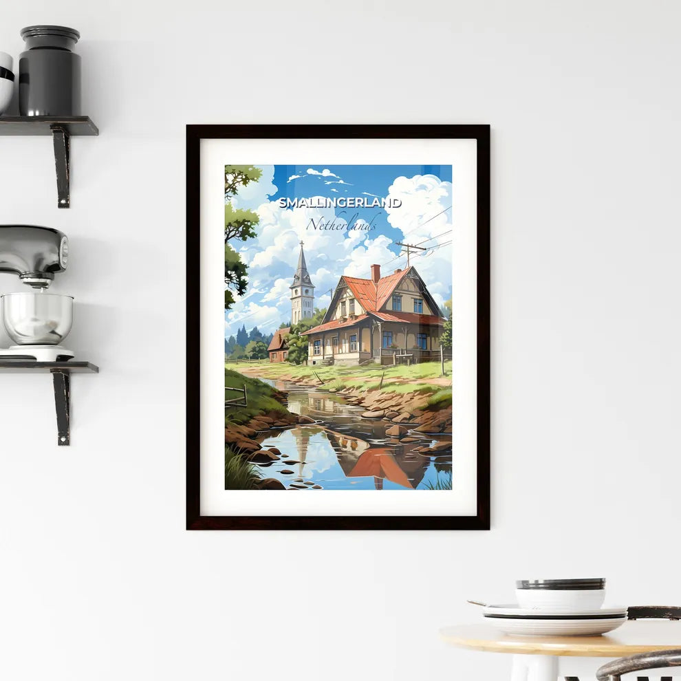 Smallingerland, Netherlands, A Poster of a house next to a river Default Title