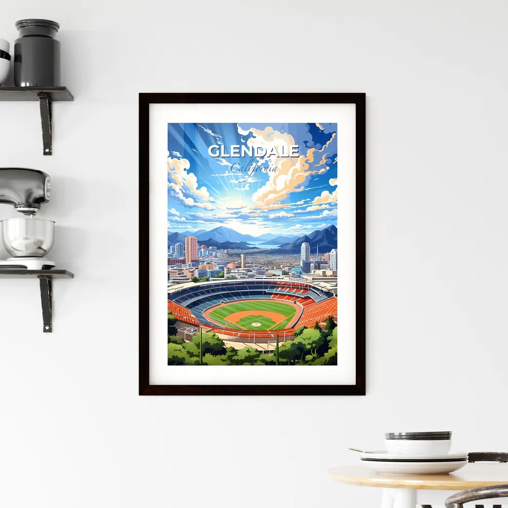 Glendale, California, A Poster of a baseball stadium with a city in the background Default Title