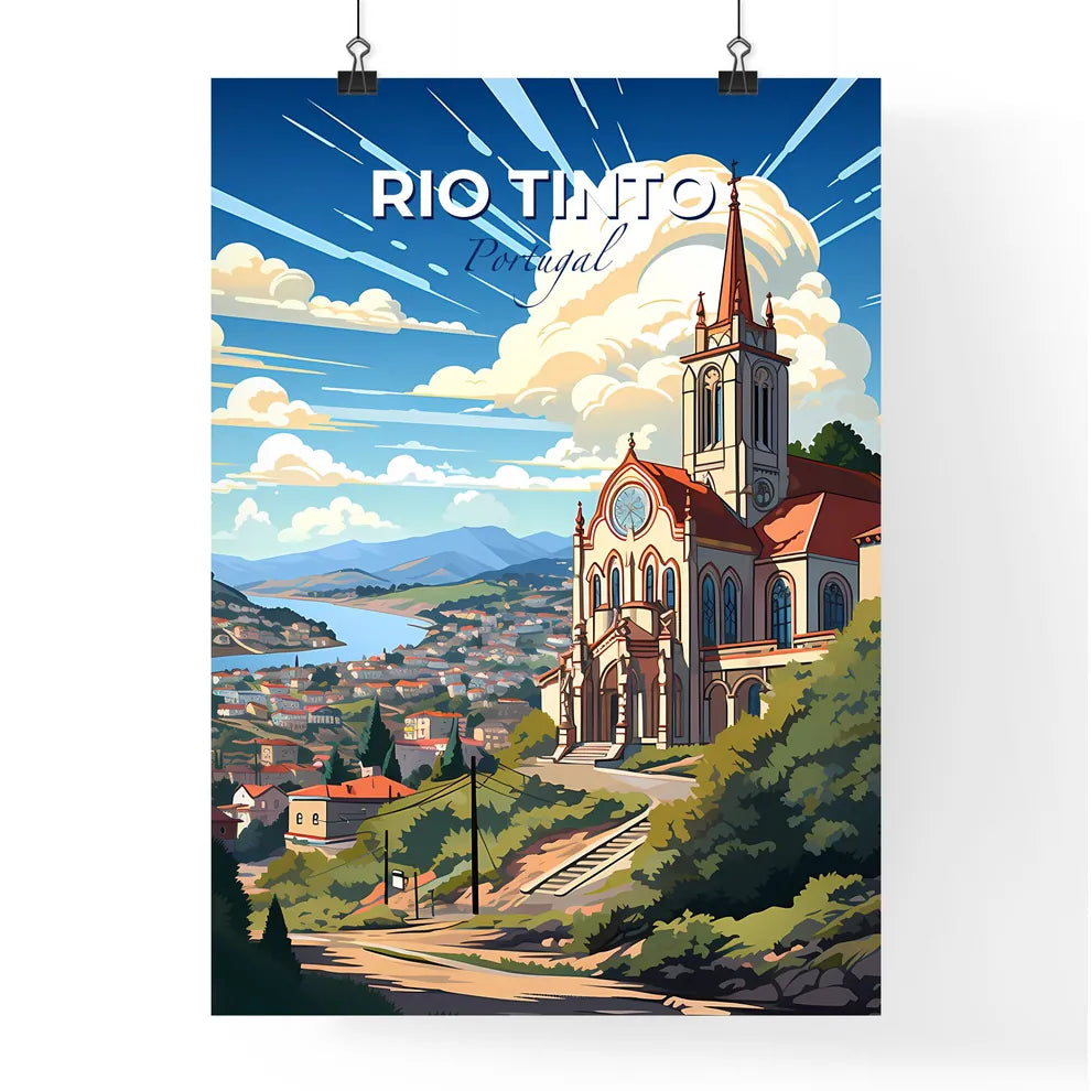 Rio Tinto, Portugal, A Poster of a church with a steeple and a river in the background Default Title