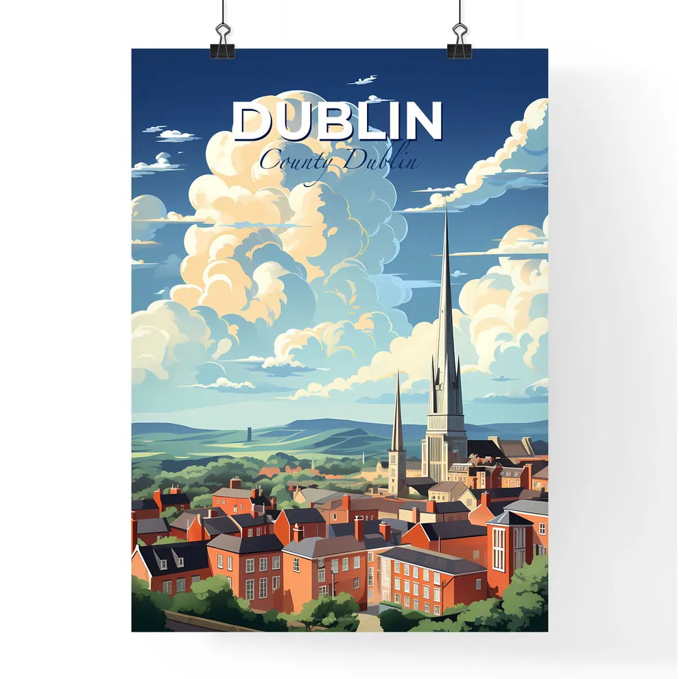 Dublin, County Dublin, A Poster of a city with a tall tower and buildings Default Title