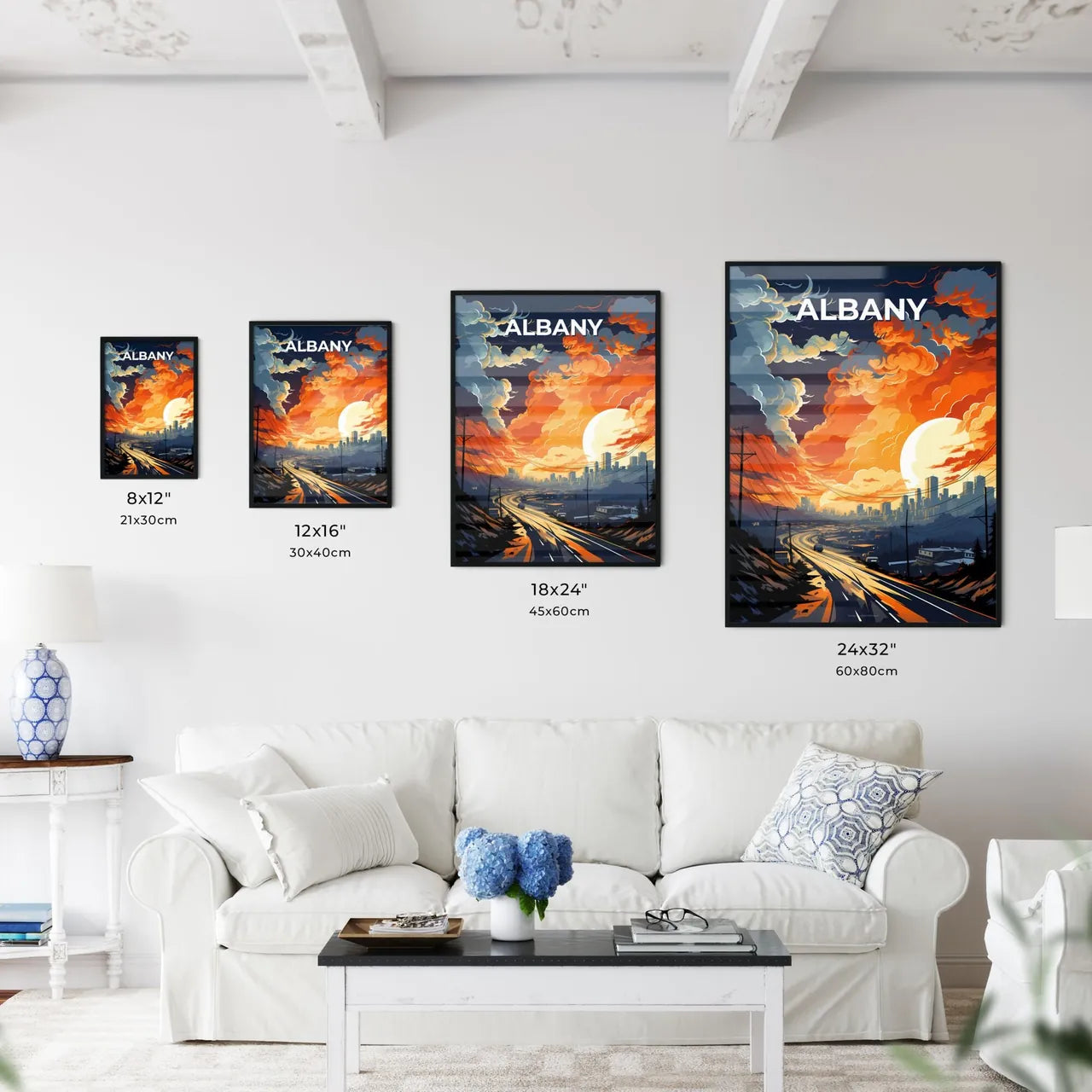 Albany, Georgia, A Poster of a city landscape with clouds and power lines Default Title