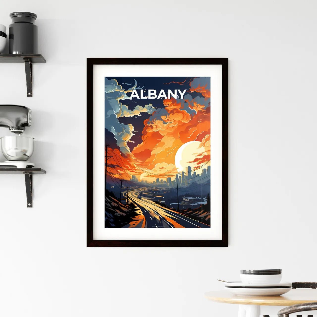 Albany, Georgia, A Poster of a city landscape with clouds and power lines Default Title