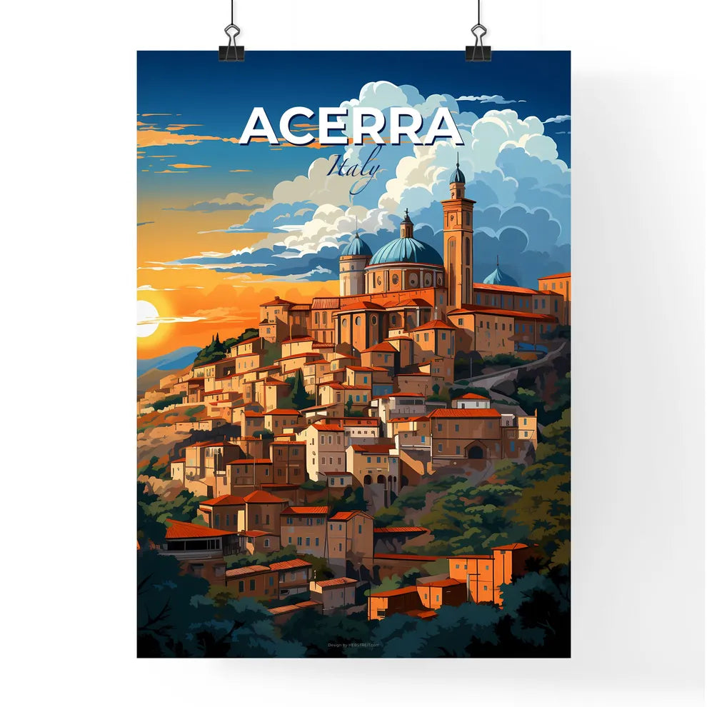 Acerra, Italy, A Poster of a painting of a city on a hill Default Title