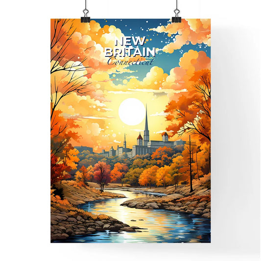 New Britain, Connecticut, A Poster of a river running through a forest with trees and a building in the background Default Title