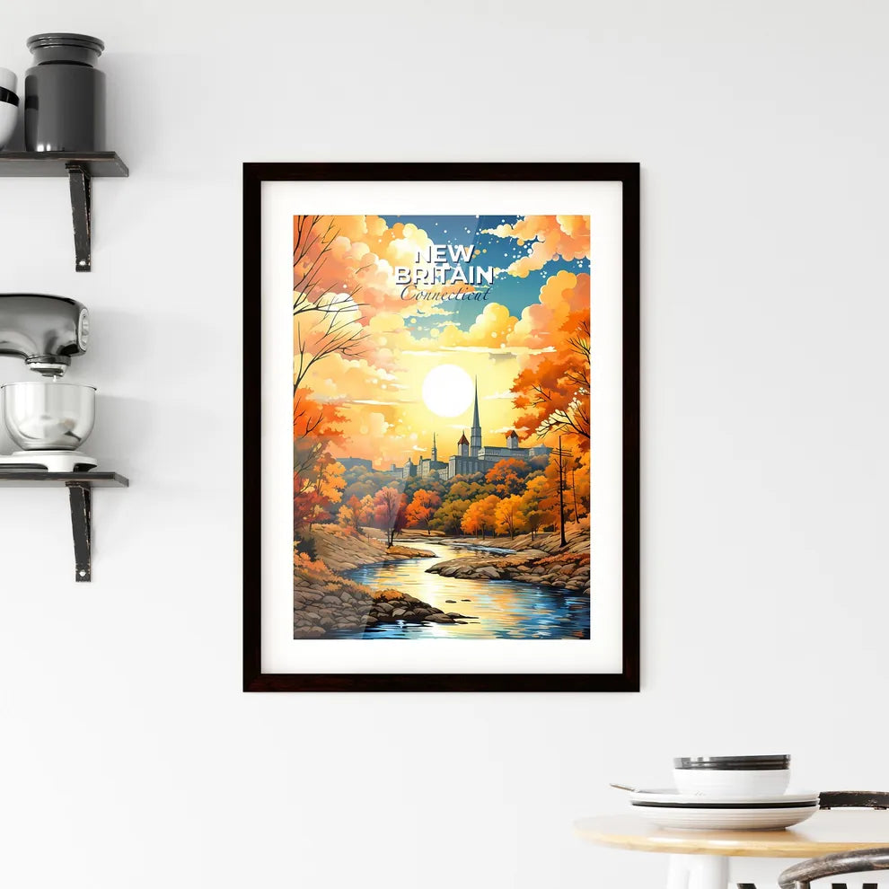 New Britain, Connecticut, A Poster of a river running through a forest with trees and a building in the background Default Title