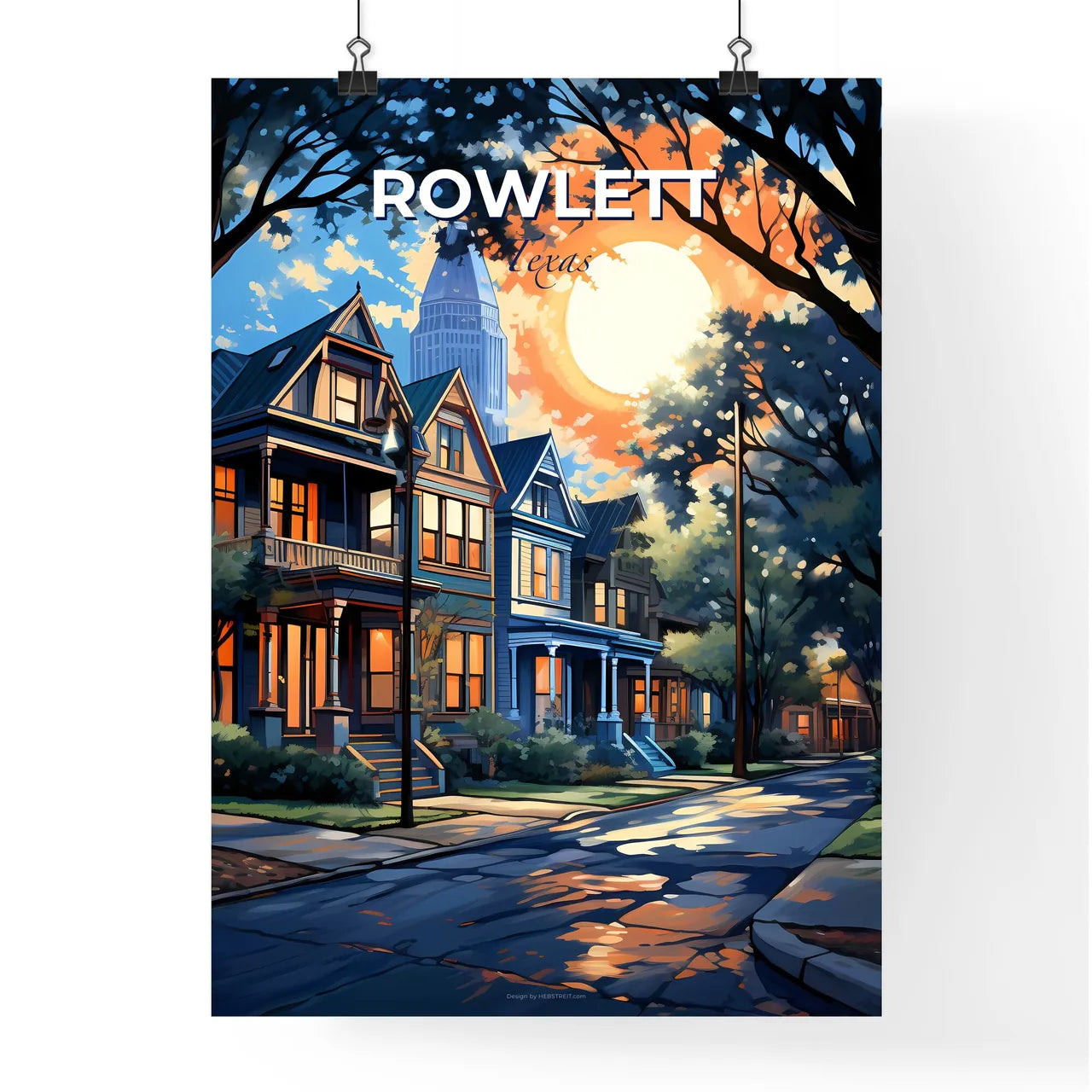 Rowlett, Texas, A Poster of a street with trees and houses in the background Default Title