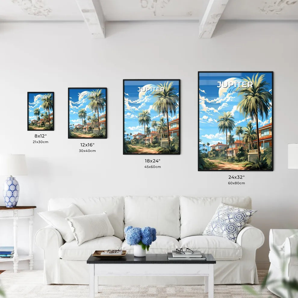 Jupiter, Florida, A Poster of a palm trees and houses on a sunny day Default Title