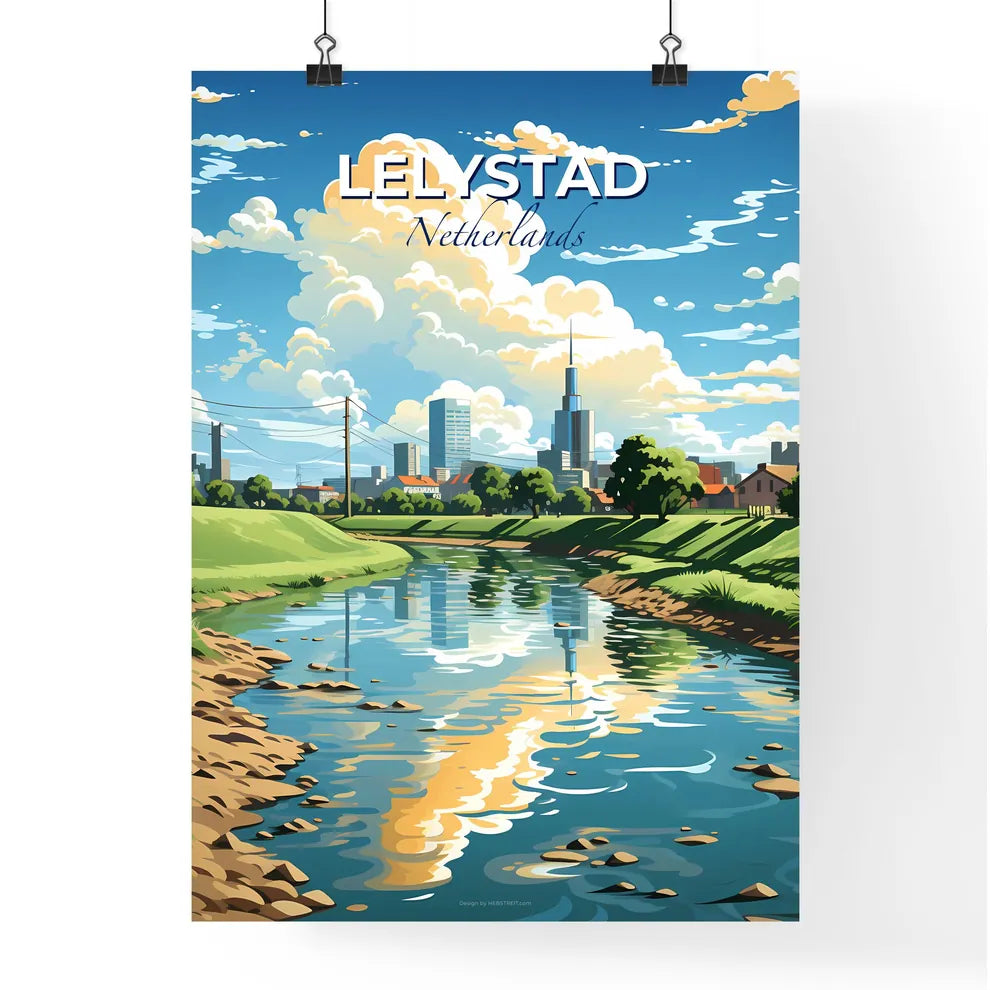 Lelystad, Netherlands, A Poster of a river running through a city Default Title