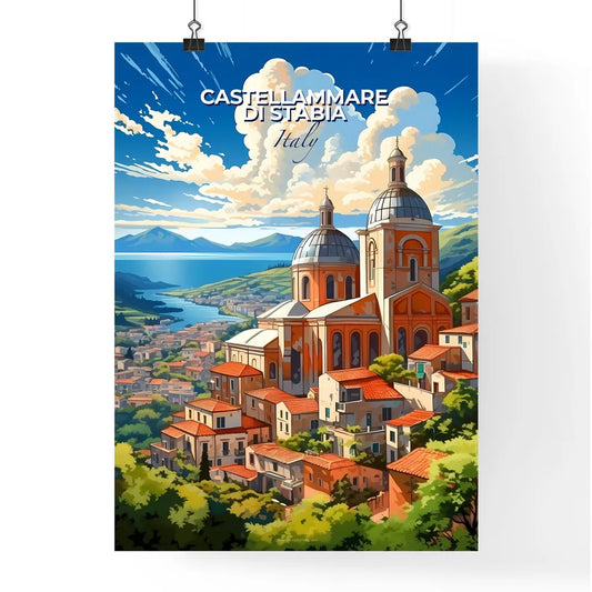 Castellammare Di Stabia, Italy, A Poster of a building with a river and mountains in the background Default Title