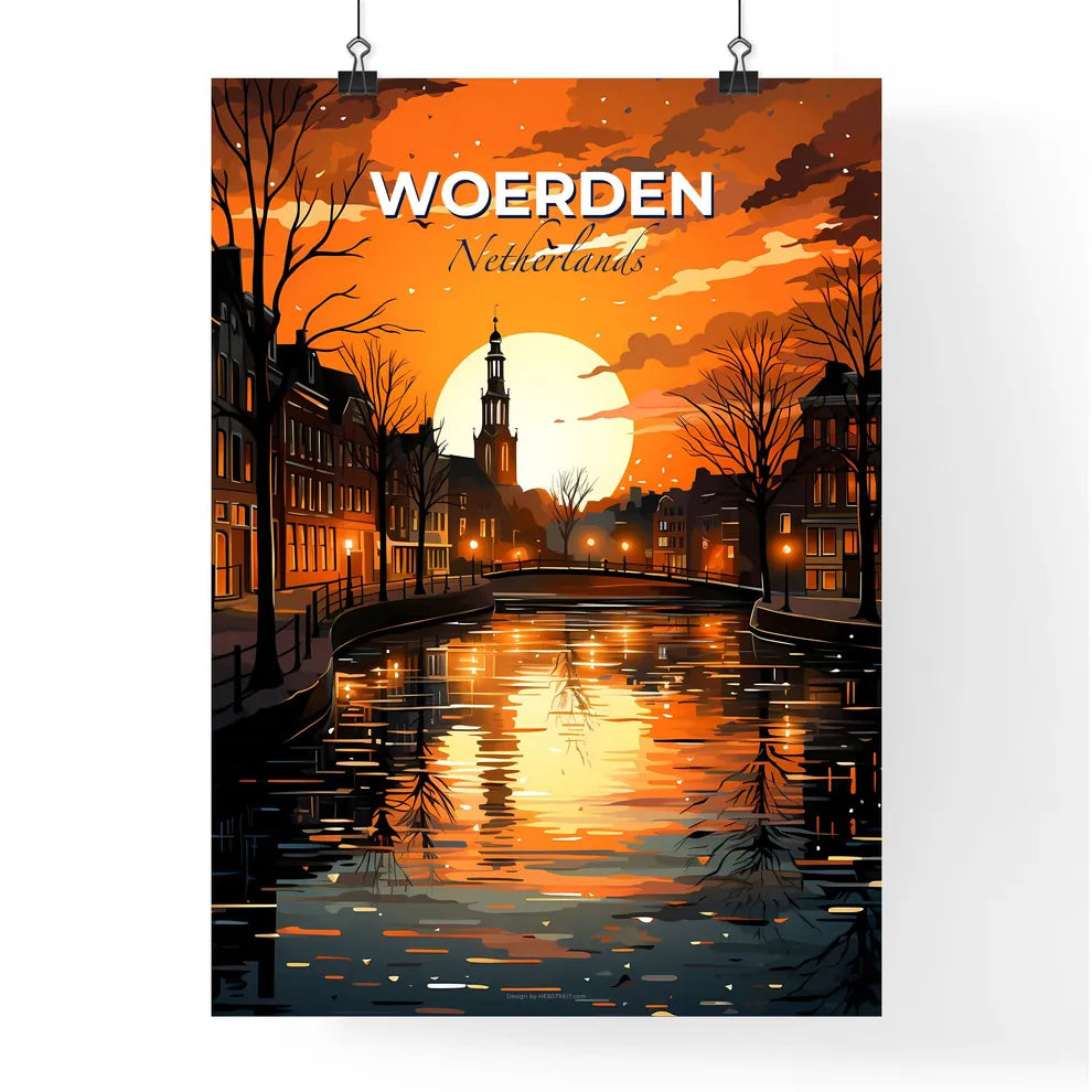 Woerden, Netherlands, A Poster of a sunset over a river Default Title