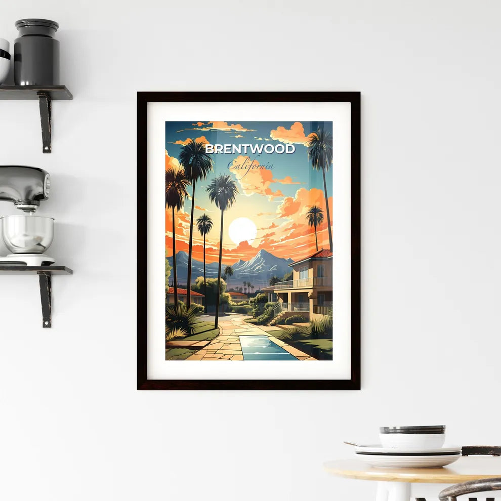Brentwood, California, A Poster of a house with palm trees and mountains in the background Default Title