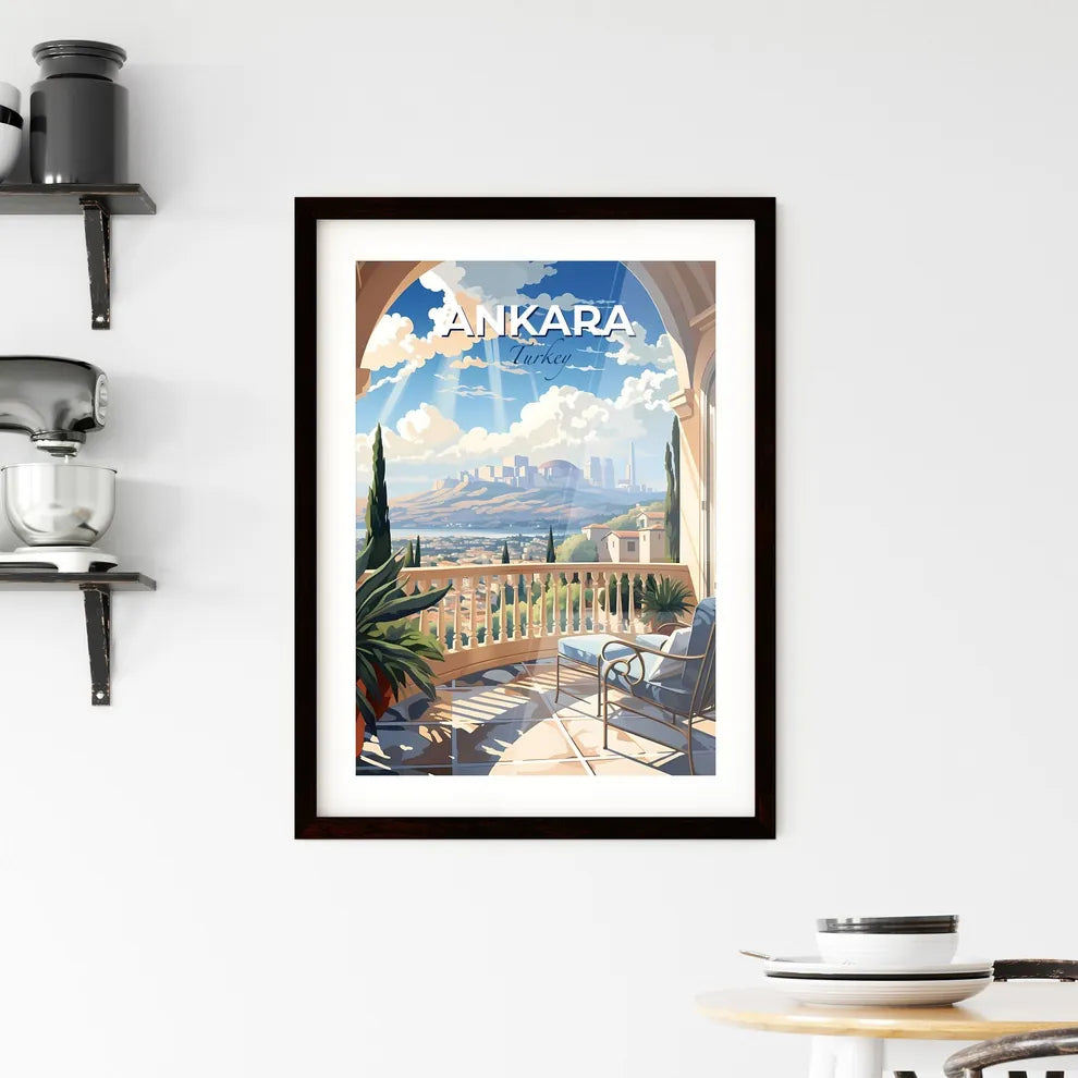 Ankara, Turkey, A Poster of a balcony with a view of a city and mountains Default Title