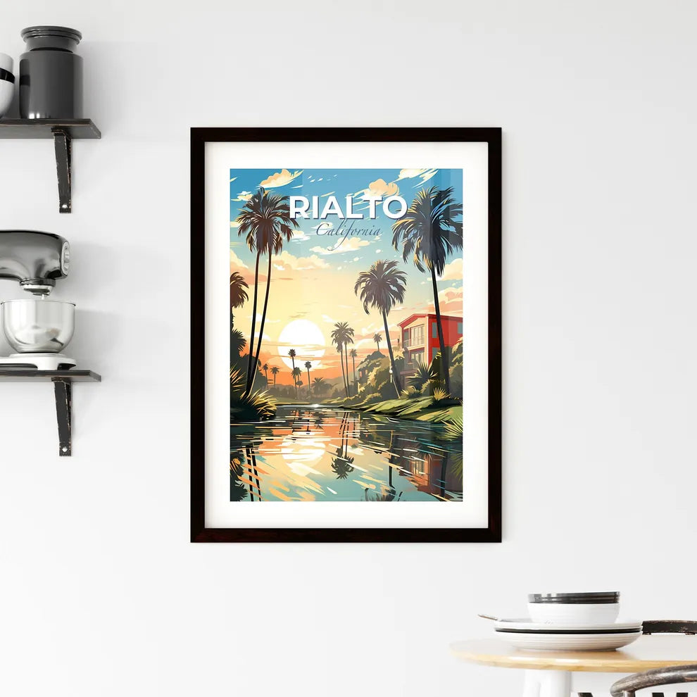 Rialto, California, A Poster of a river with palm trees and a house in the background Default Title
