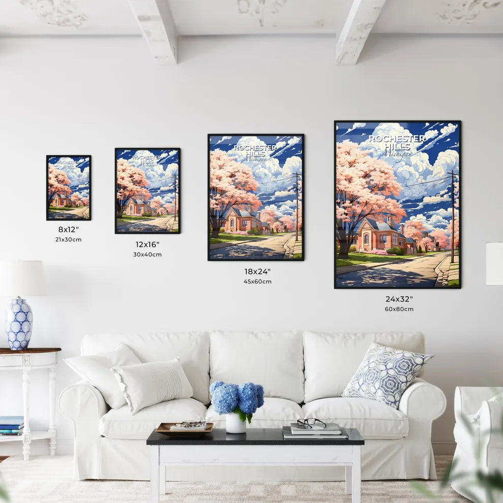 Rochester Hills, Michigan, A Poster of a street with trees and houses Default Title