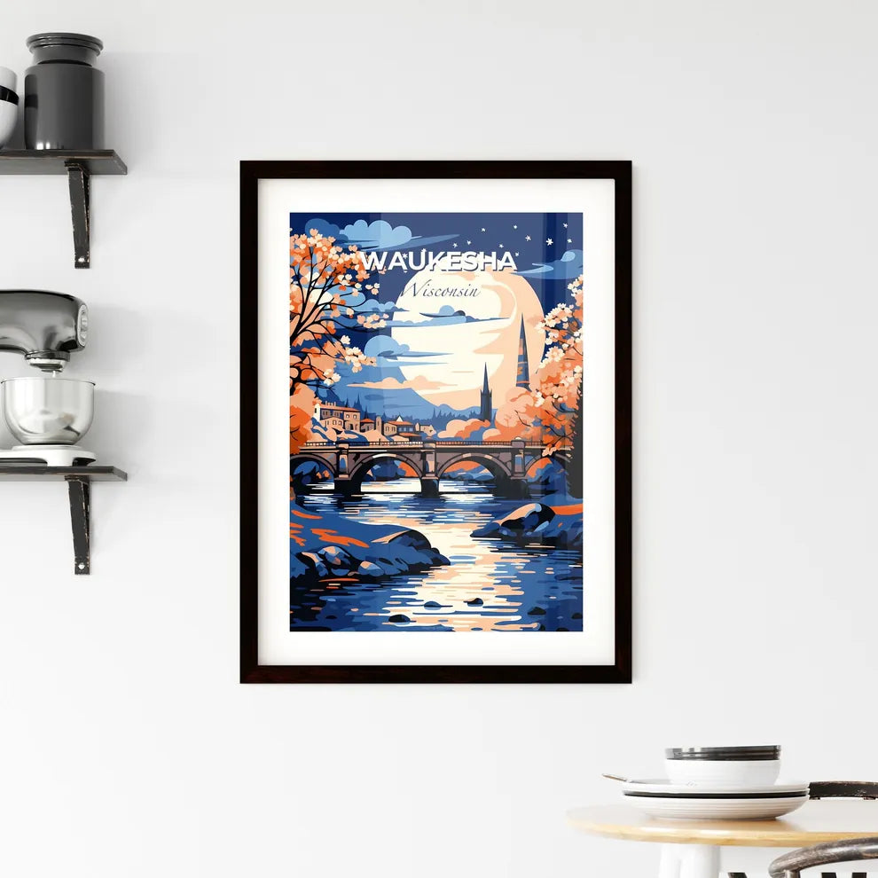 Waukesha, Wisconsin, A Poster of a painting of a bridge over a river Default Title