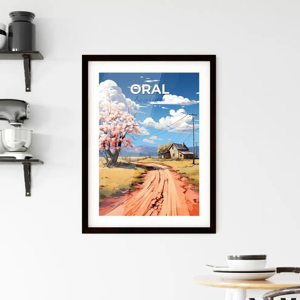 Oral, Kazakhstan, A Poster of a dirt road with a tree and a house in the background Default Title